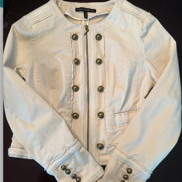 White House Black Market moto band jacket cream Size 10 - Picture 1 of 2